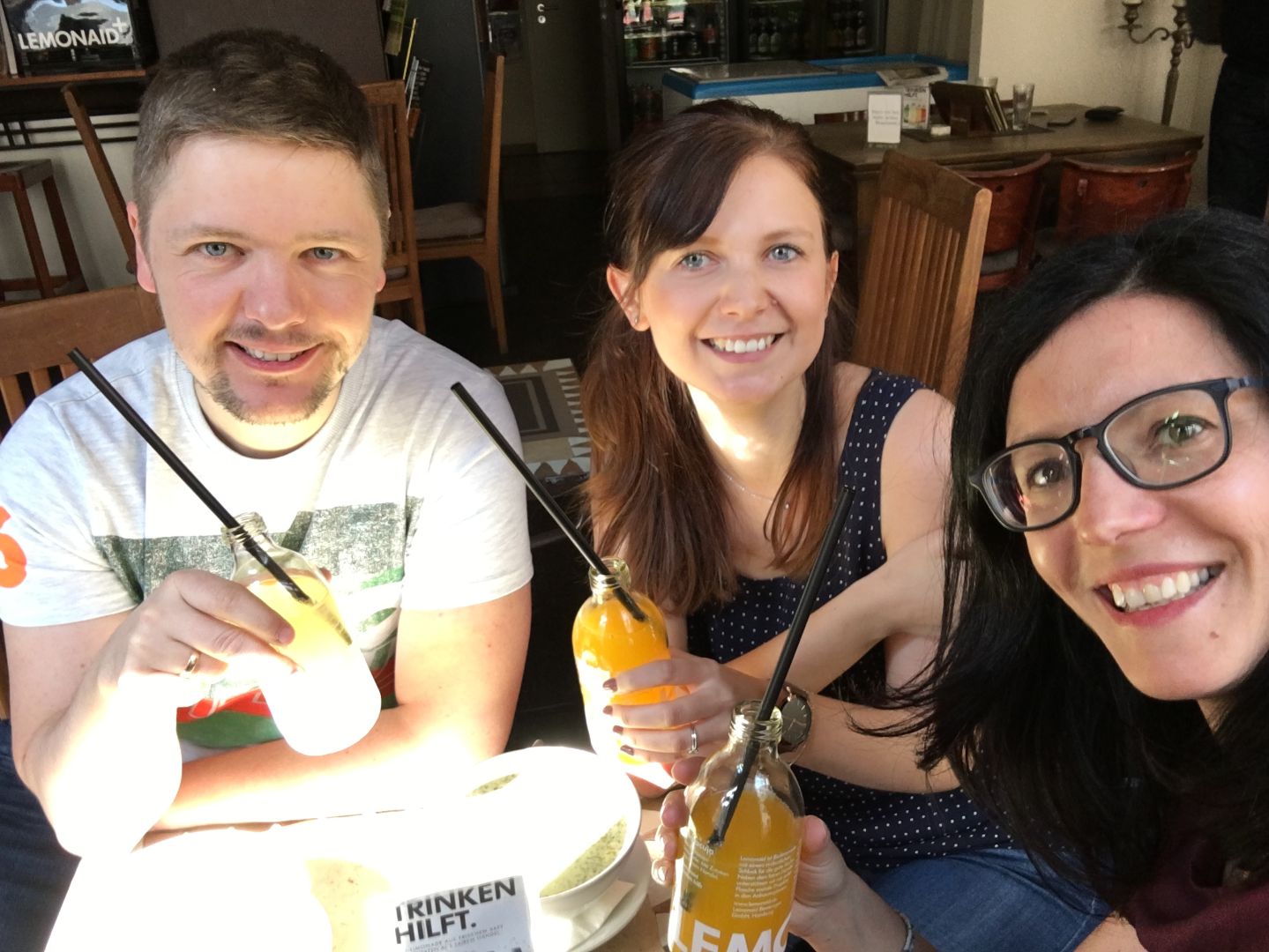 Martin, Franziska und Nicole beim gemeinsamen Mittagessen