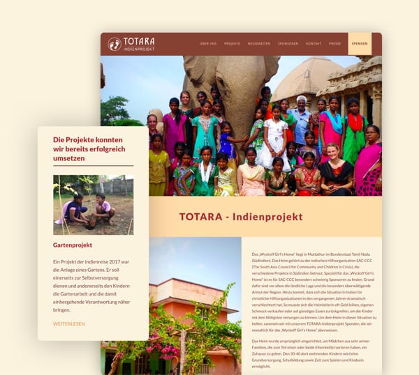 WordPress Website für ein Hilfsprojekt in Indien